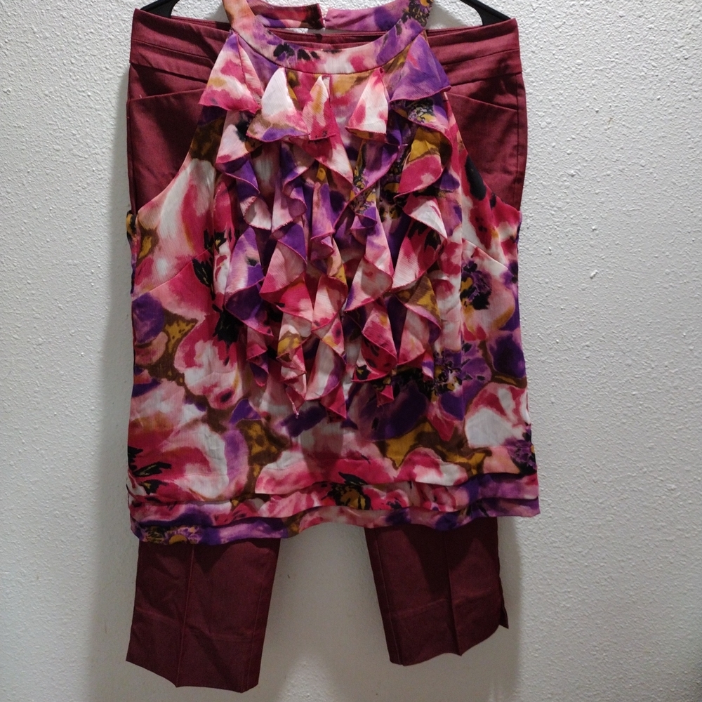 Floral Ruffle Top/ Capris Size 6 - Picture 6 of 8